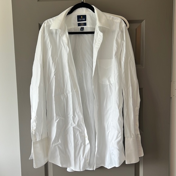 White Dress Shirt Mens Large French Cuff 16.5 Neck 34-35 Sleeve - Picture 1 of 2
